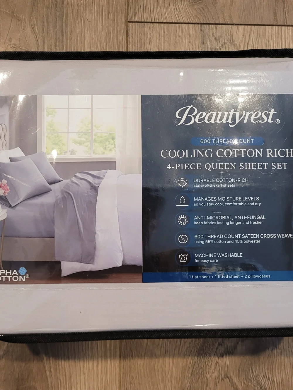 Beautyrest Alpha Cotton Gray Sheet Set 600 Thread Count